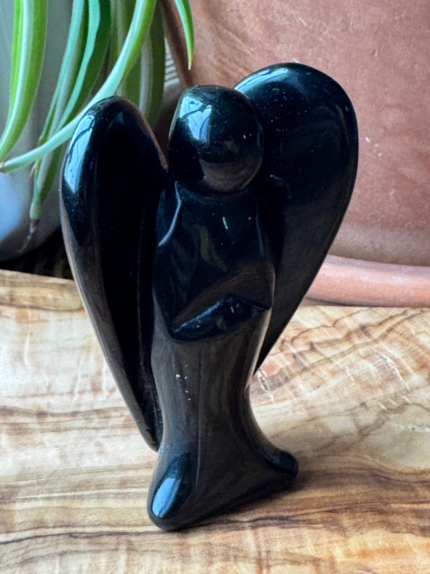 Black Obsidian Angel Carving — One of a Kind