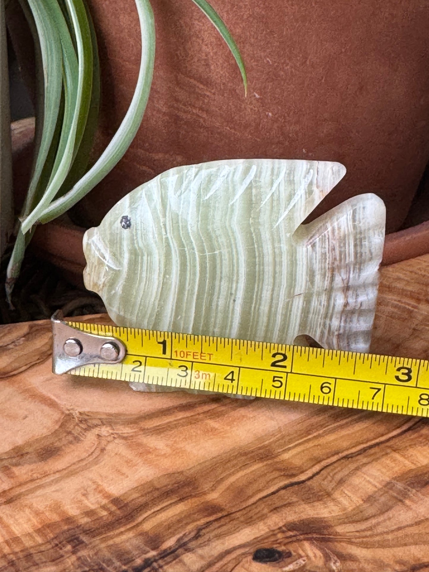 Banded Calcite Fish Carving — One of a Kind