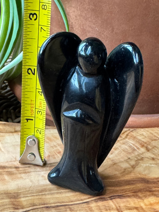 Black Obsidian Angel Carving — One of a Kind