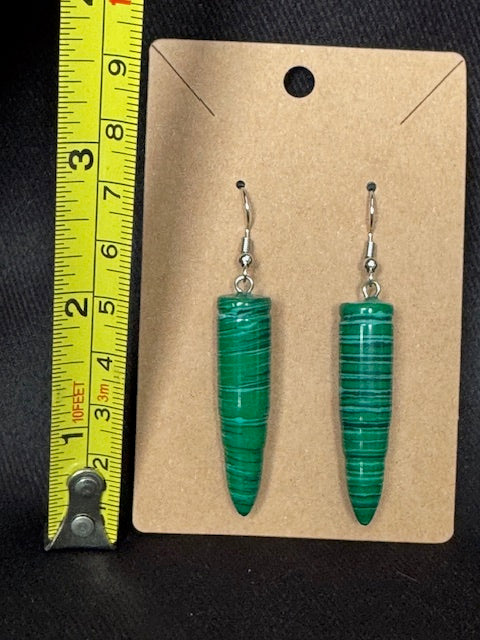 Malachite Spike Earrings — Silver-Plated