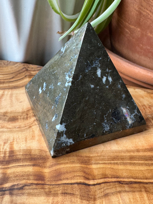 Pyrite with Italian Marble Pyramid — One of a Kind