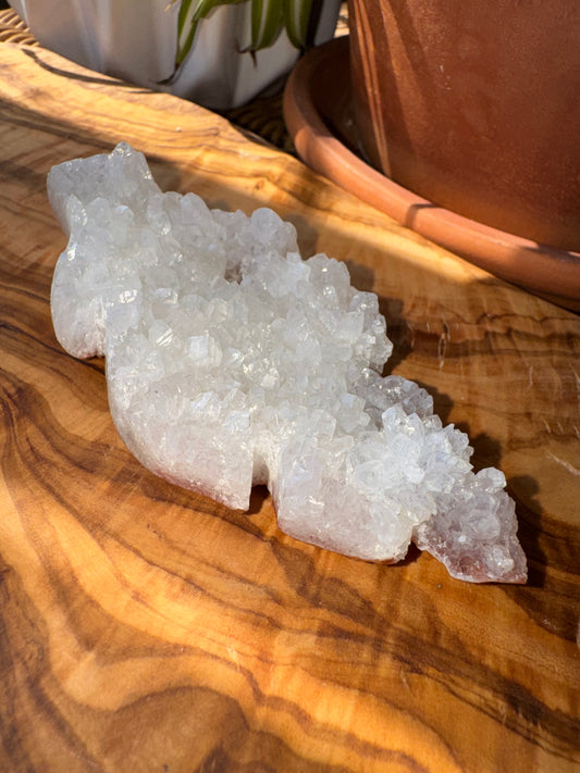 Pink Amethyst Druzy Leaf Carving — One of a Kind