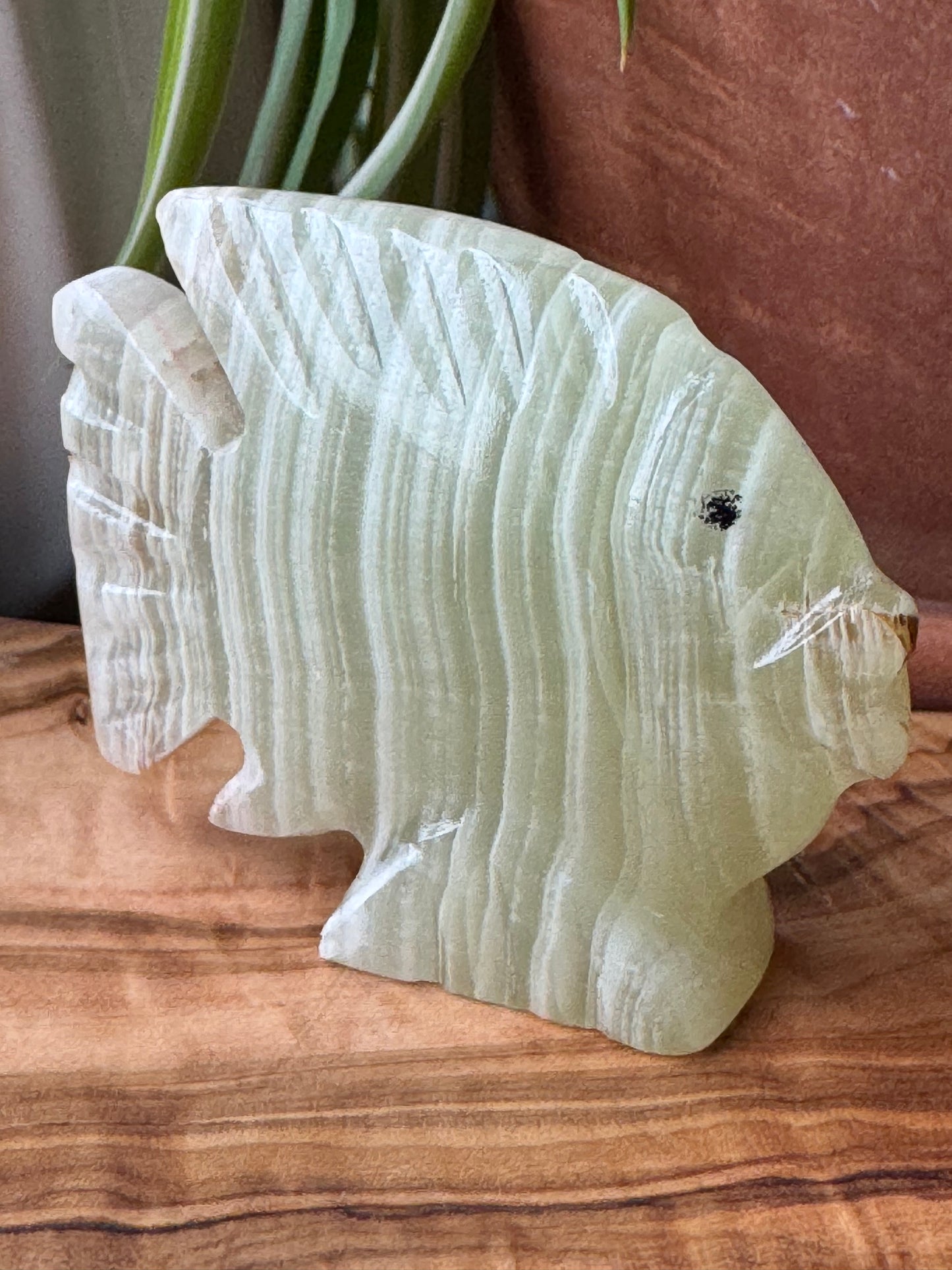Banded Calcite Fish Carving — One of a Kind