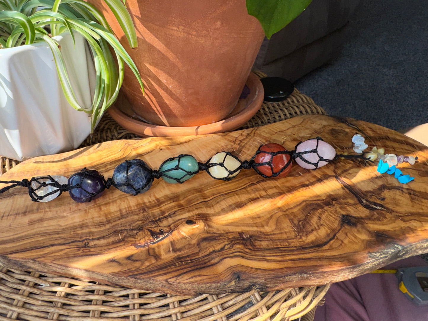 7 Chakra Crystal Hanging — Genuine Tumbled Stones