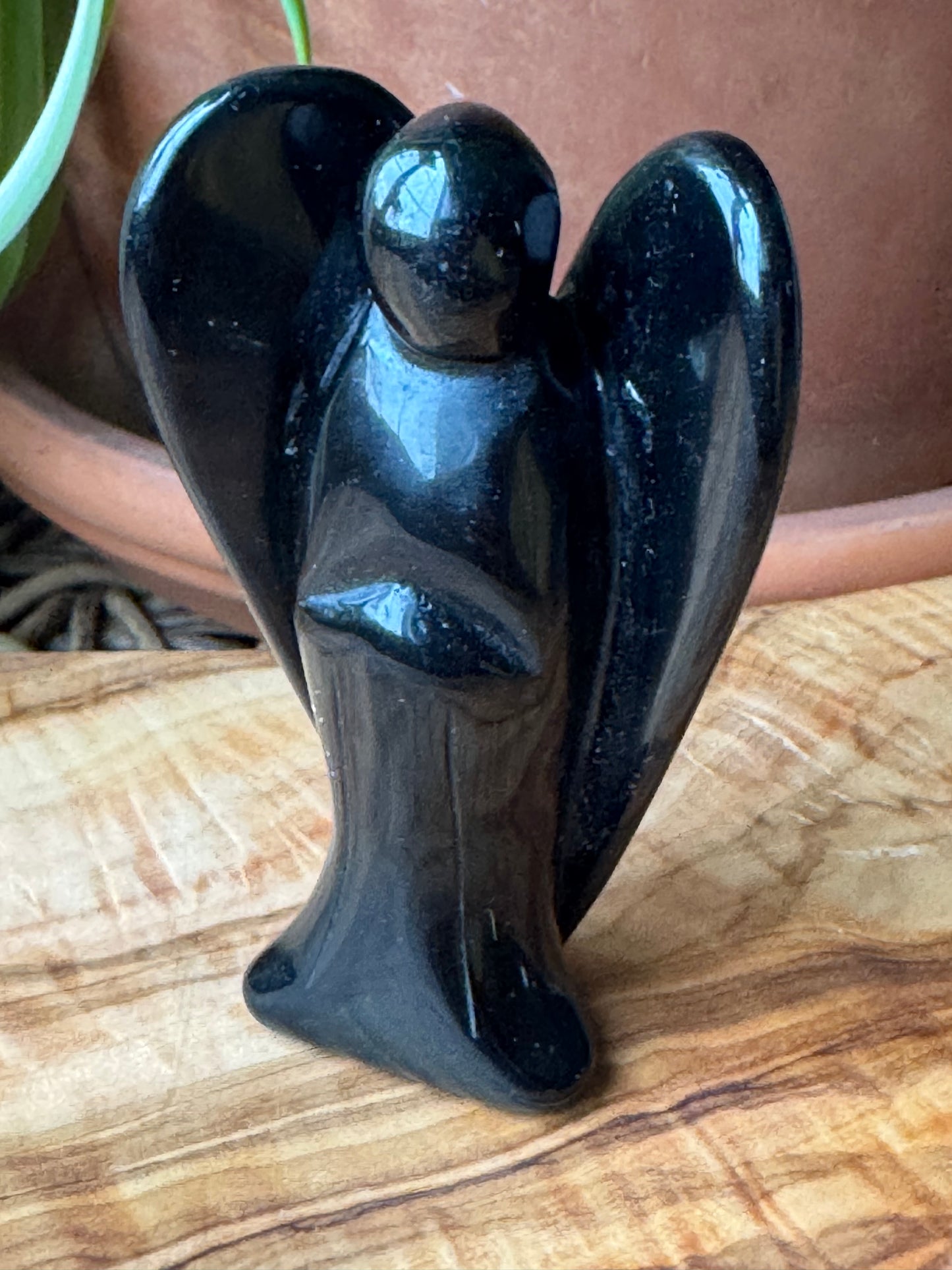 Black Obsidian Angel Carving — One of a Kind