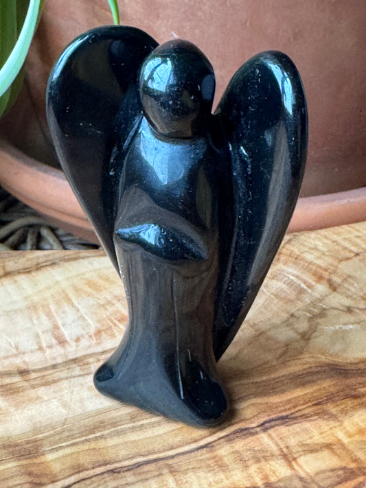 Black Obsidian Angel Carving — One of a Kind