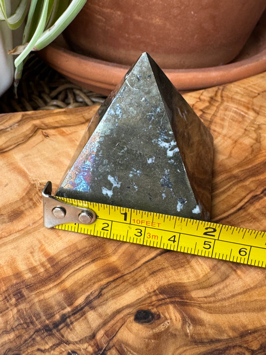 Pyrite with Italian Marble Pyramid — One of a Kind
