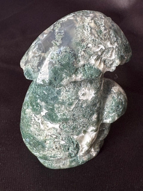 Moss Agate Mushroom Carving — One of a Kind
