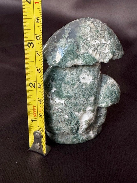 Moss Agate Mushroom Carving — One of a Kind