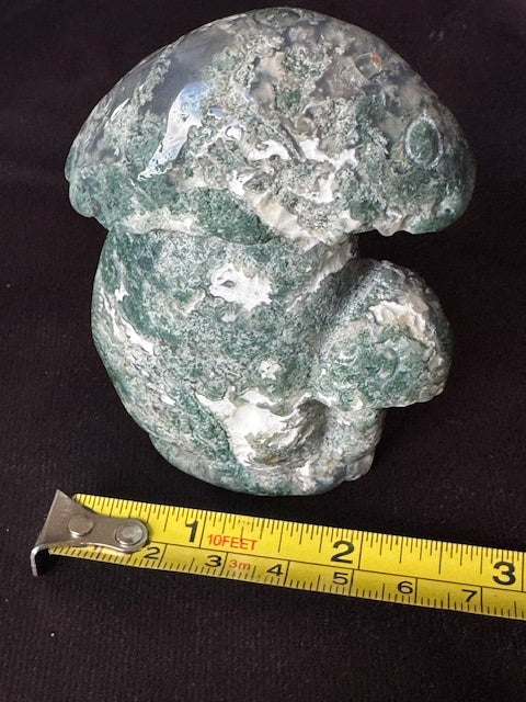 Moss Agate Mushroom Carving — One of a Kind