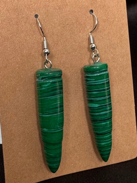 Malachite Spike Earrings — Silver-Plated