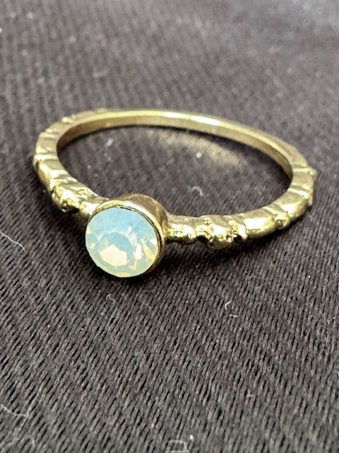 White Opal Ring — Gold-Plated, Size 9-10