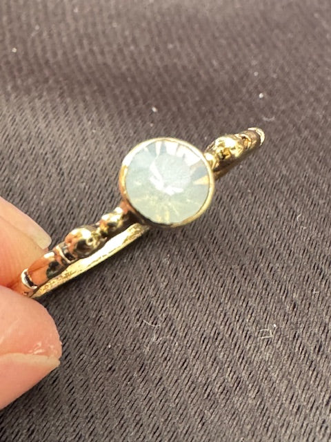 White Opal Ring — Gold-Plated, Size 9-10